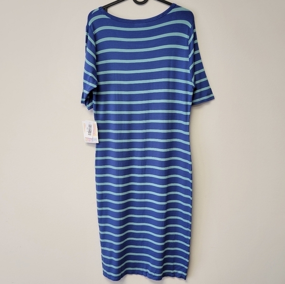 Lularoe Julia Striped Midi dress blue M - Picture 2 of 7